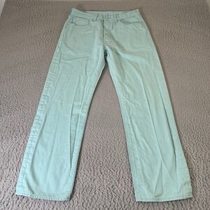 Levis 501 Jeans Mens 34x32 [Fits 32x30] Aqua Blue Button Fly Straight Classic